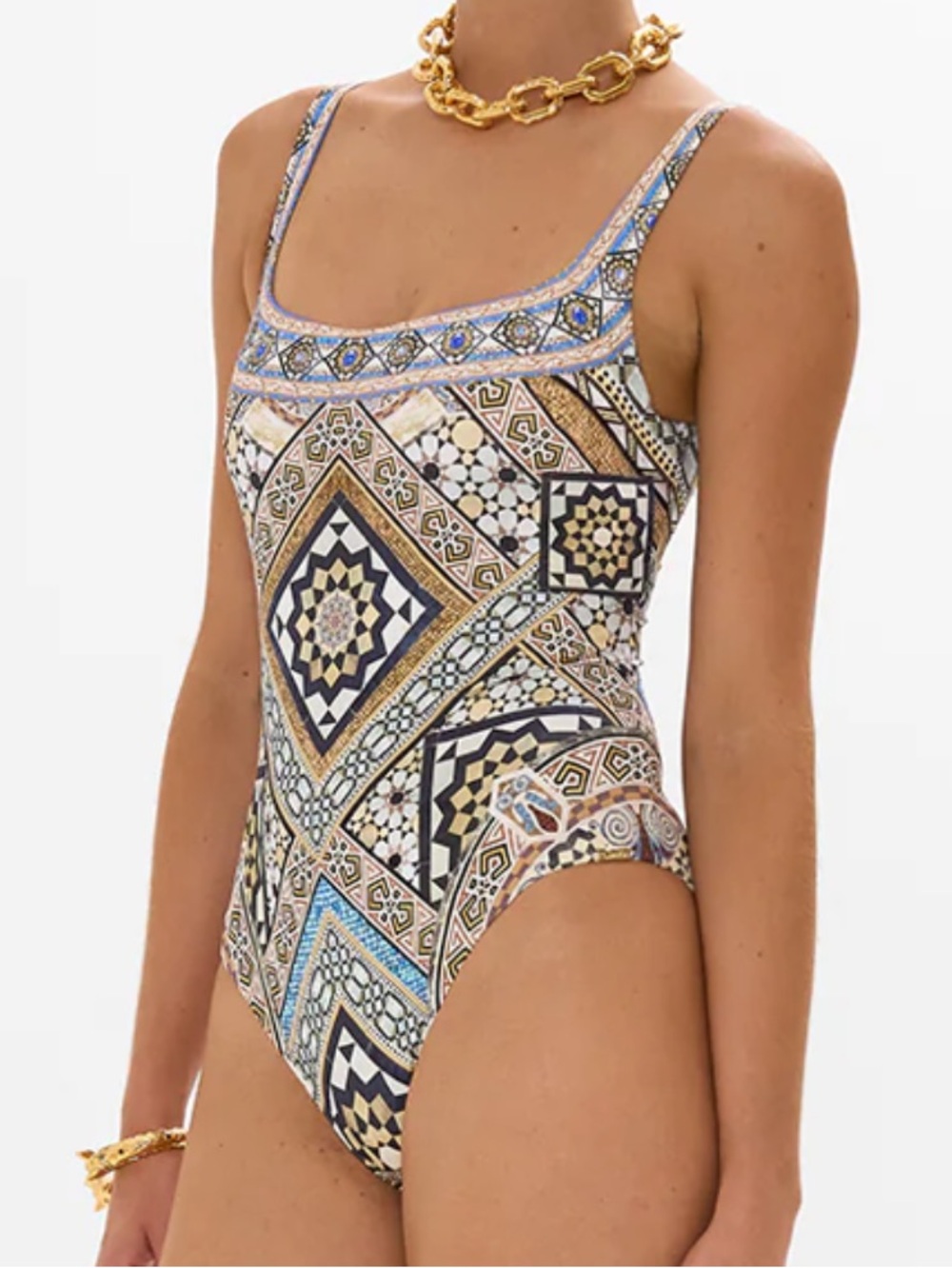 NWT Camilla Me Mosaic Underwire Square Neck One Piece Swimsuit Crystals Size XS - Picture 3 of 14